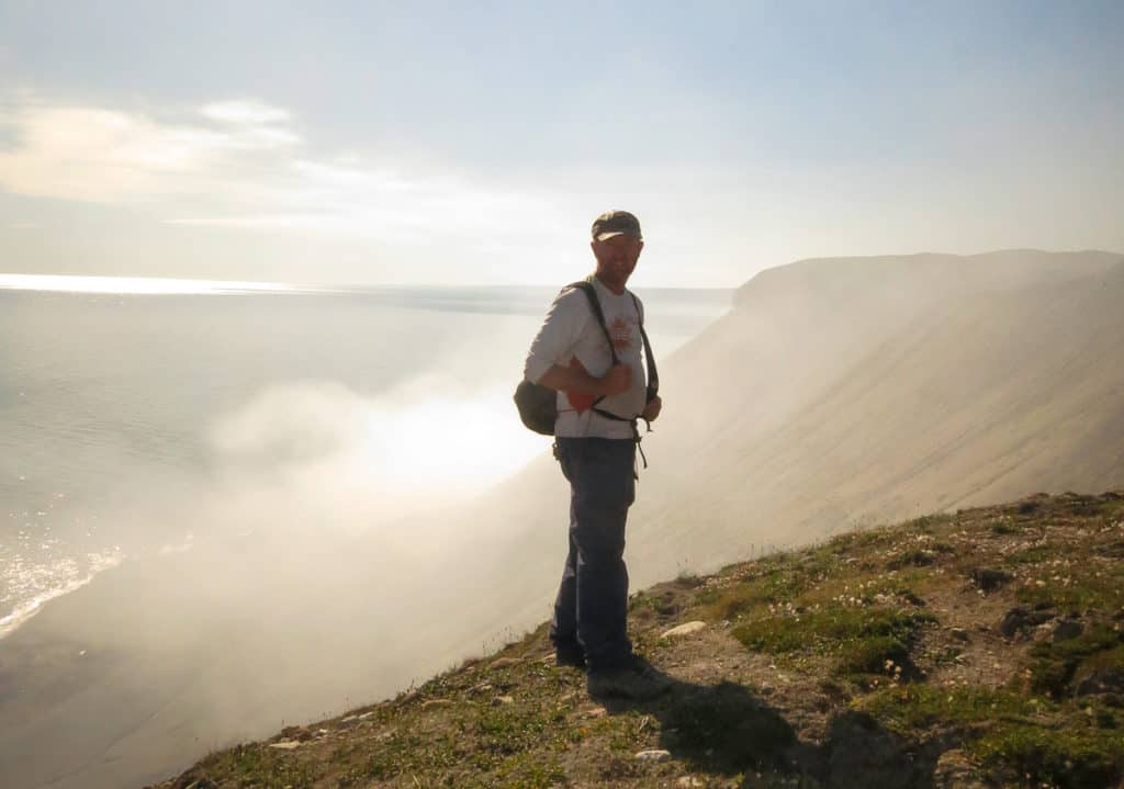 overlooking the arctic ocean with the smoke in the background