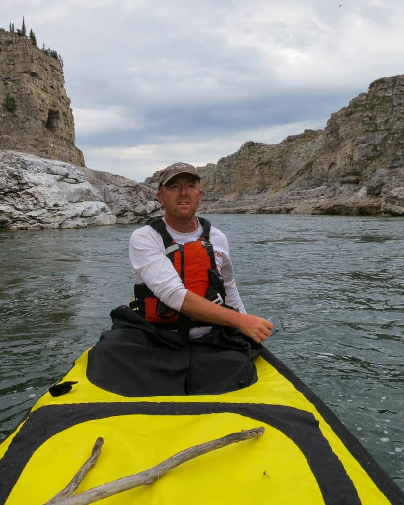 Matt paddling through one of the canyons on the Horton River