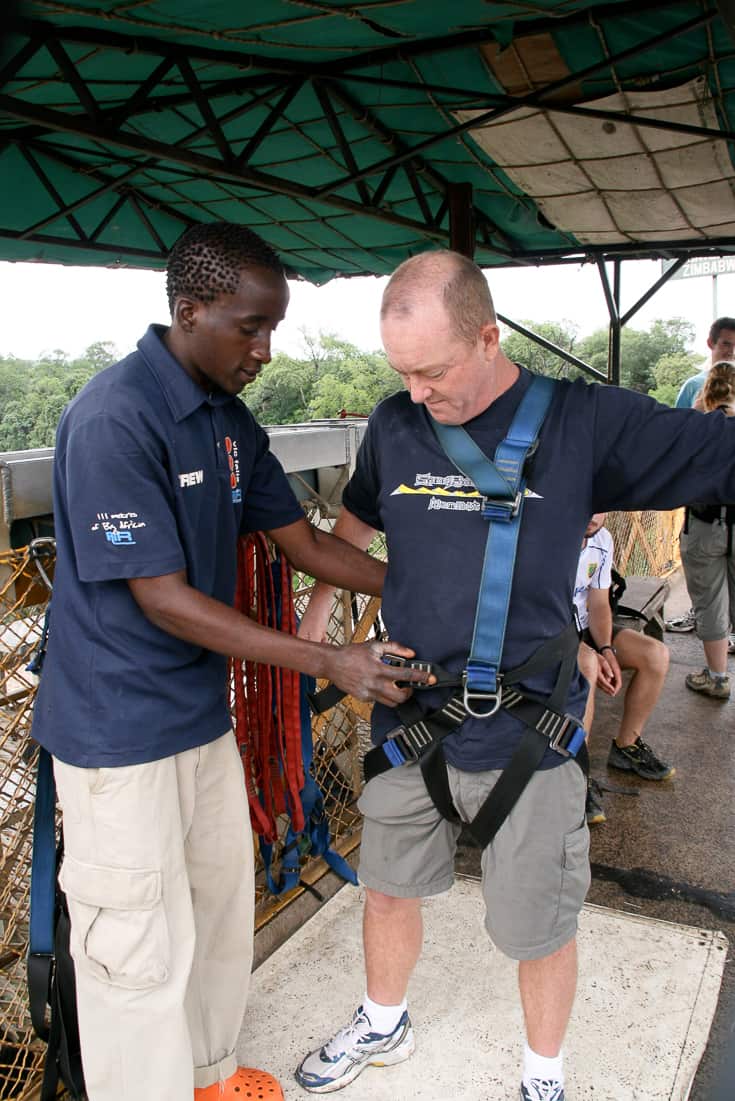 Old Guy Bungee Jumping at Victoria Falls