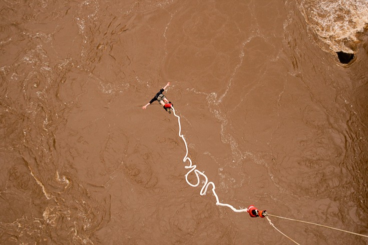 Old Guy Bungee Jumping at Victoria Falls