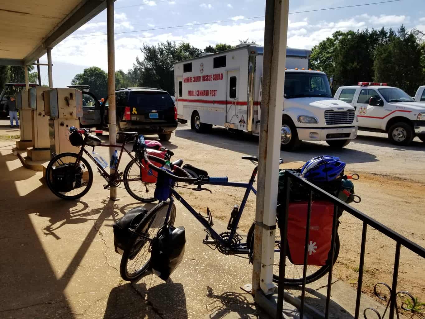 Bikes parked outside a small store