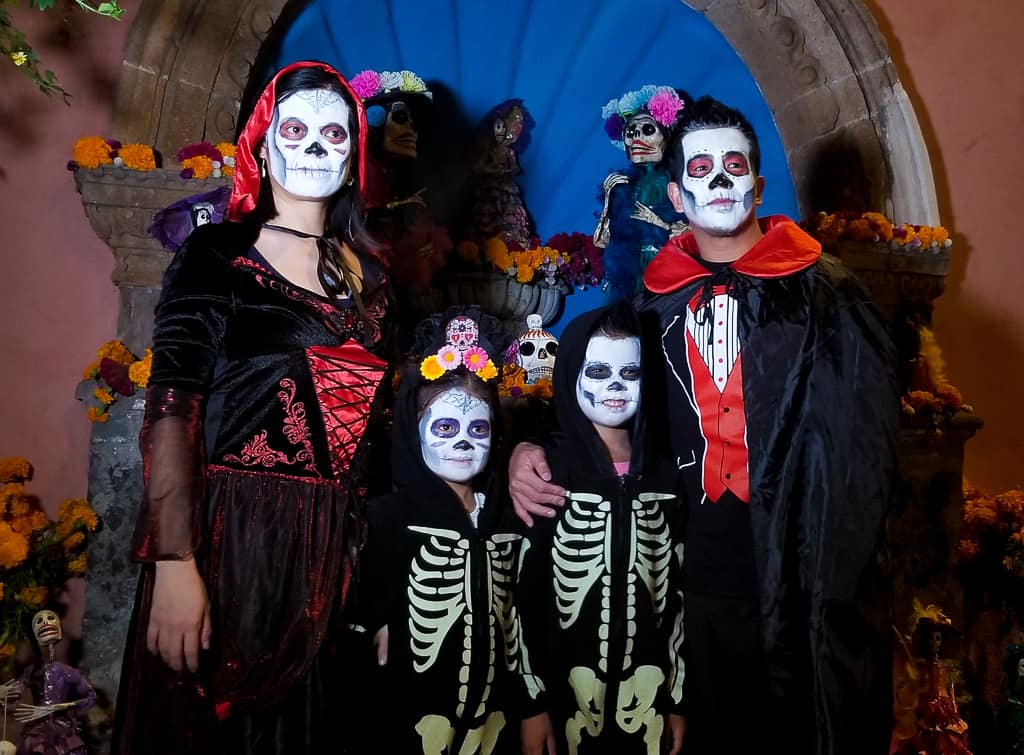 Family dressed up for day of the dead