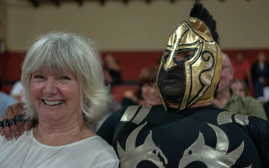 One of the Luche Libre Wrestlers hiding in the crowd