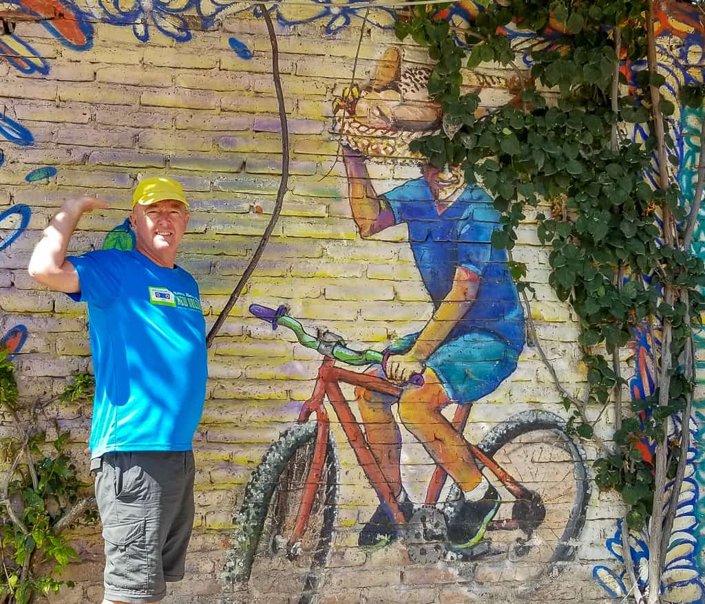 Matt with one of the mural people in our neighborhood