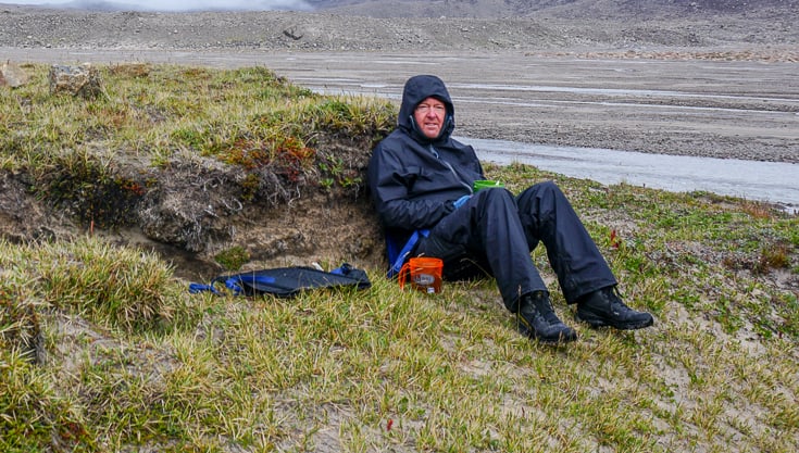 Having a cup of tea out of the wind in Auyuittuq