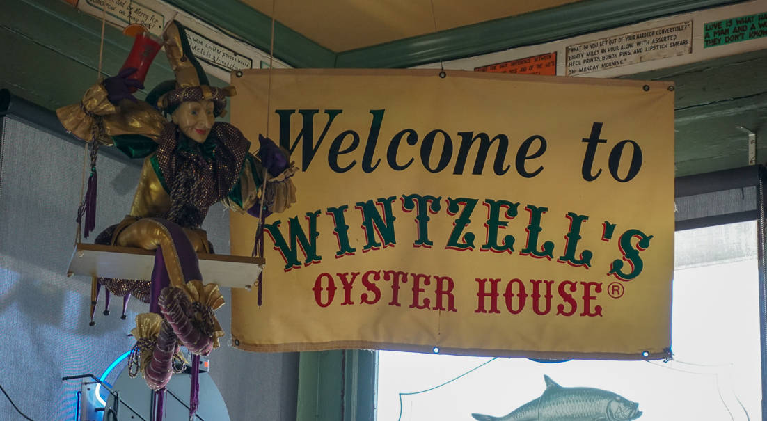 Wintzells Oyster House in Downtown Mobile - Welcome Sign
