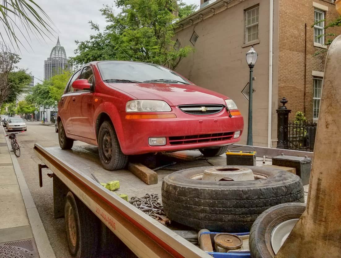 car on the tow truck