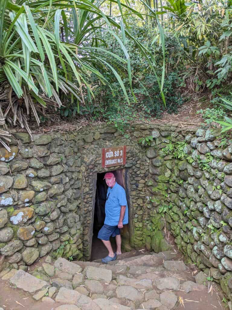 Man entering an underground tunnel