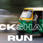 Picture of a Rickshaw with the words Rickshaw Run in front of it